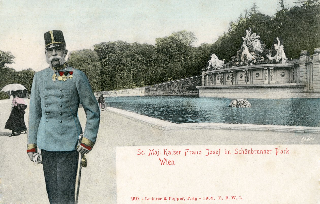 Cesarz Franciszek Józef w parku pałacowym Schönbrunn autorstwa Unbekannter Künstler