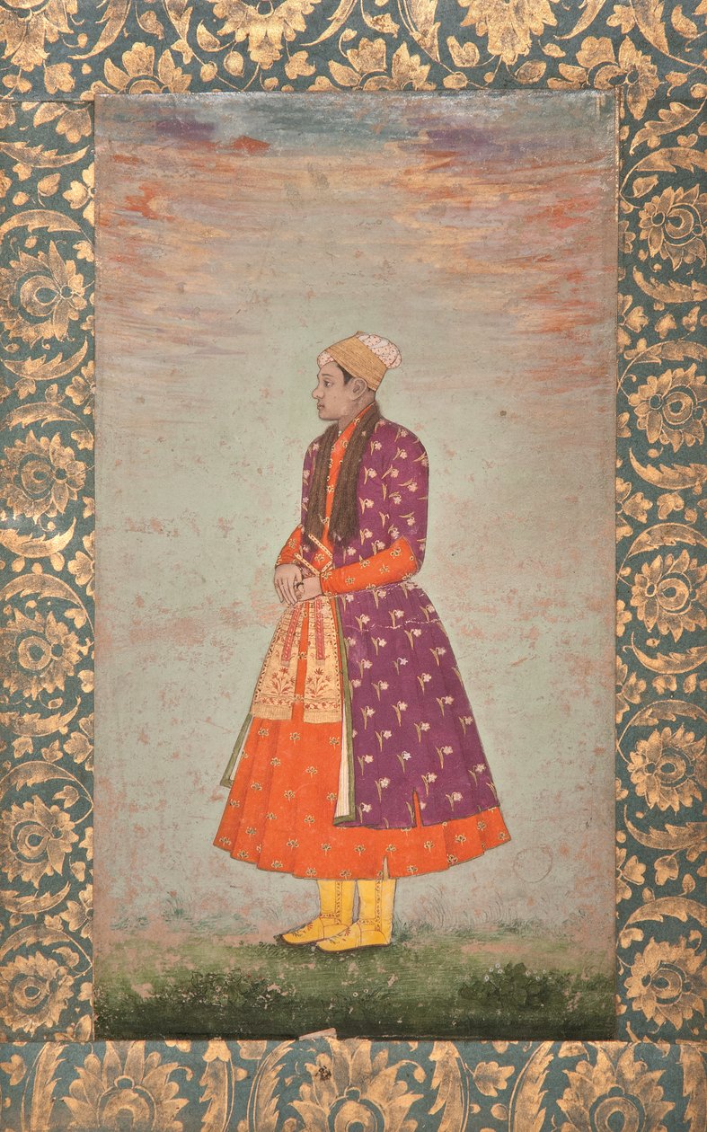Khawas Khan, eunuch Bahadur Shah, koniec XVII wieku (nieprzezroczyste pigmenty i złoto na papierze) autorstwa Unbekannter Künstler