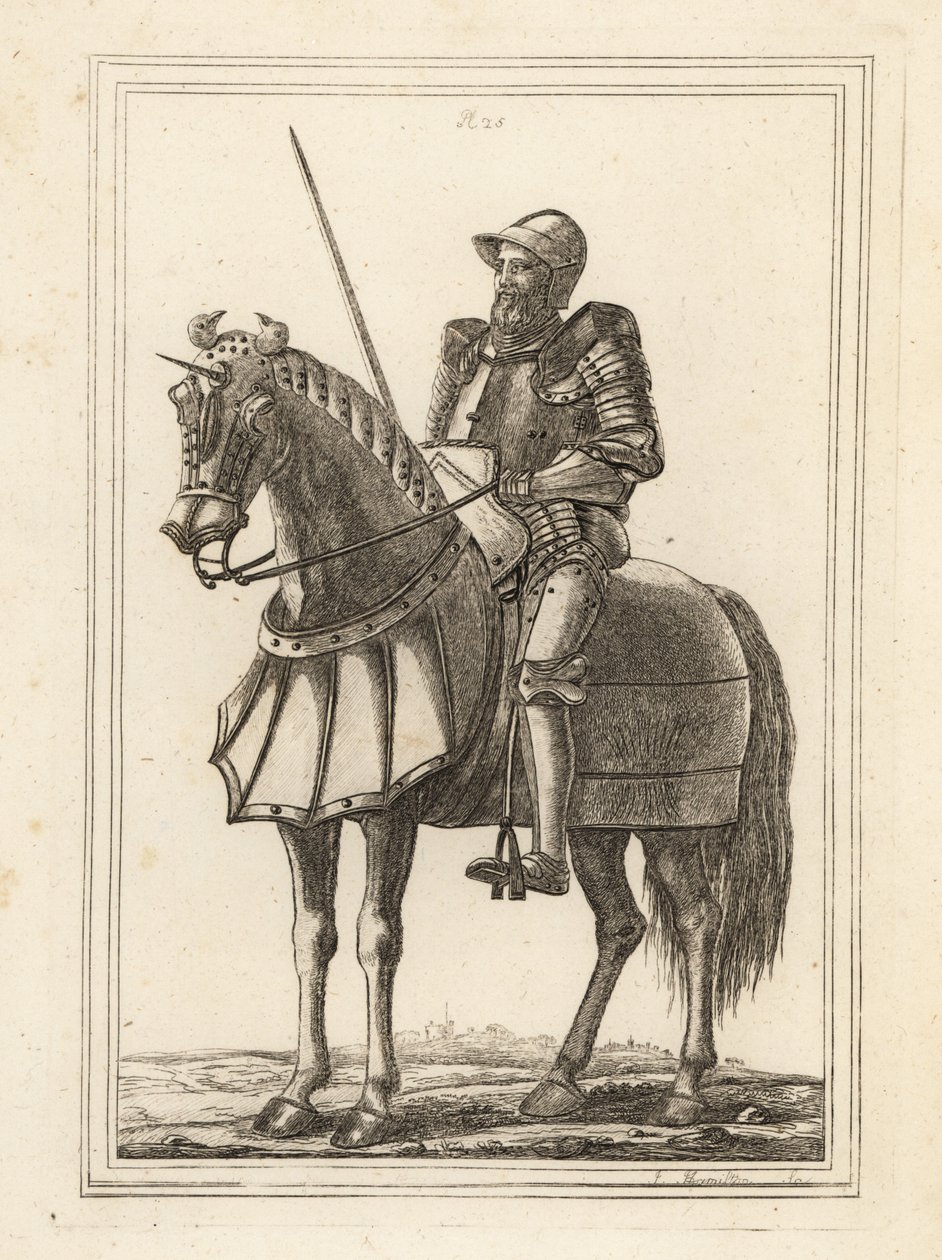 Król Edward III przedstawiony jako uzbrojony rycerz na koniu ze zbrojowni w Tower of London autorstwa Unbekannt