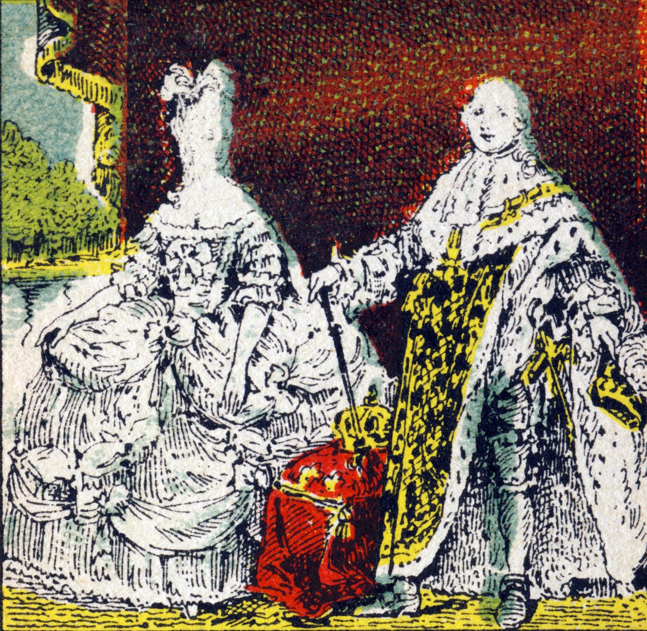 Król Francji Ludwik XVI i królowa Maria Antonina. Grawer w „Histoire de France”. Seria grafik reklamowych wydana na zlecenie Louit, 24 rue d