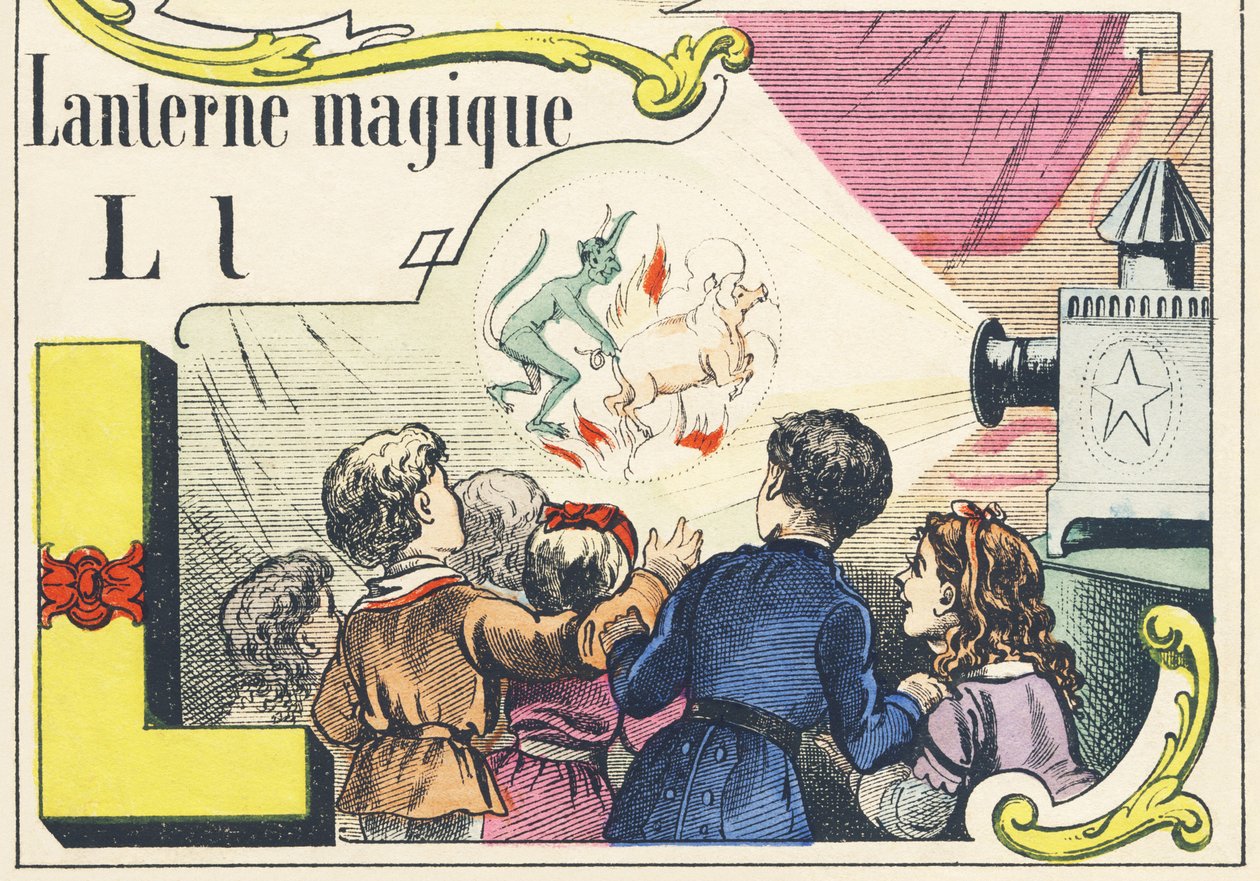L: magiczna latarnia - alfabet gier, ok. 1890 (ilustracja) autorstwa Unbekannt