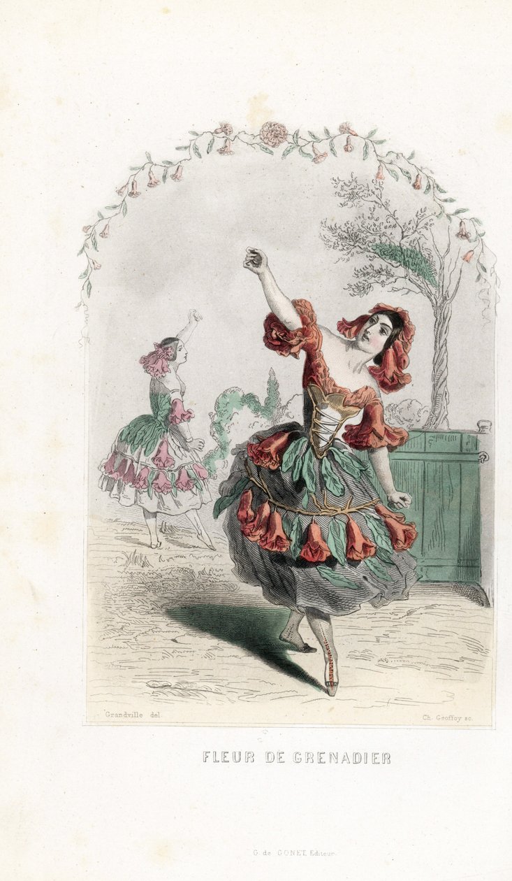 La fee de la fleur de grenade danse - Akwaforta autorstwa Charlesa Geoffroya (1819-1882), na podstawie ilustracji Jeana Ignace