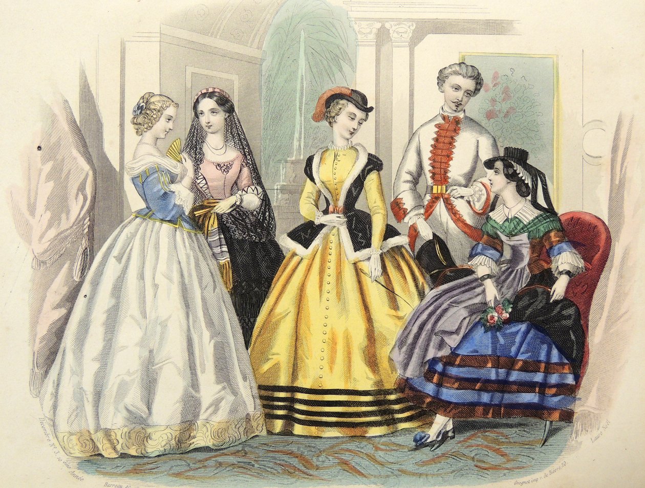Paryska moda damska, ok. 1860 r. autorstwa Unbekannter Künstler