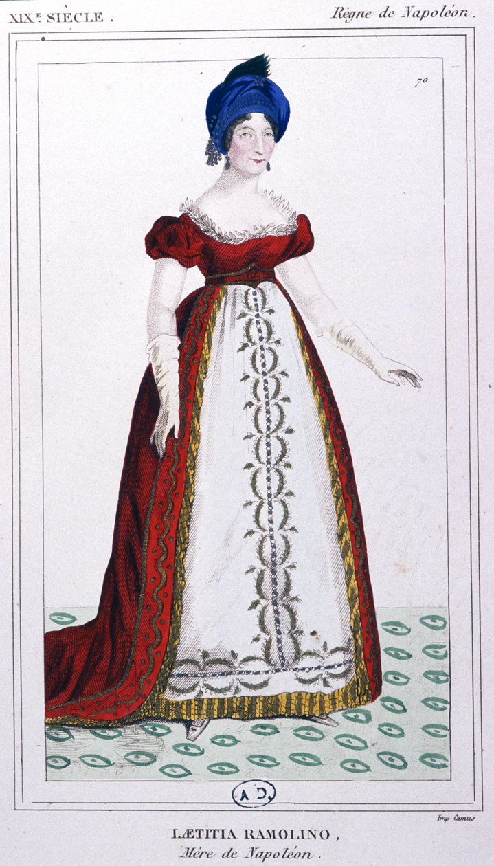 Laetitia Bonaparte, ok. 1810 r. (rycina) autorstwa Unbekannter Künstler