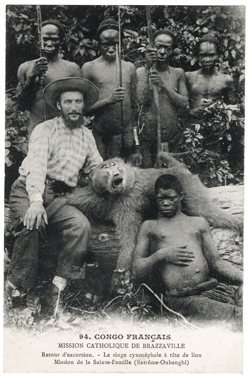 Małpa cynocefaliczna z głową lwa, ok. 1910 (lit.) autorstwa Unbekannt