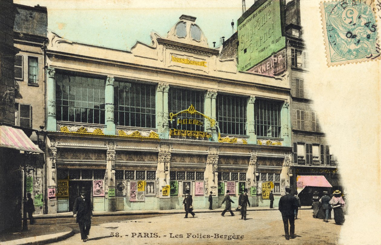 Les Folies-Bergere na zewnątrz, Paryż Słynny paryski klub nocny autorstwa Unbekannter Künstler