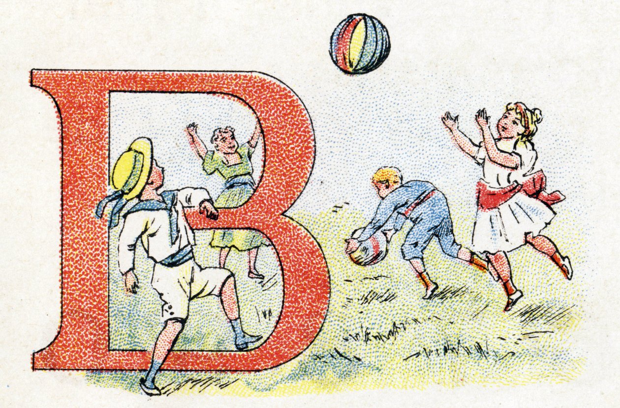 Balon na literę B. Alfabet fosfatyny Falieres. Rytownictwo. Alfabet Brevete S.G.D.G. przez farmaceutę Pierre