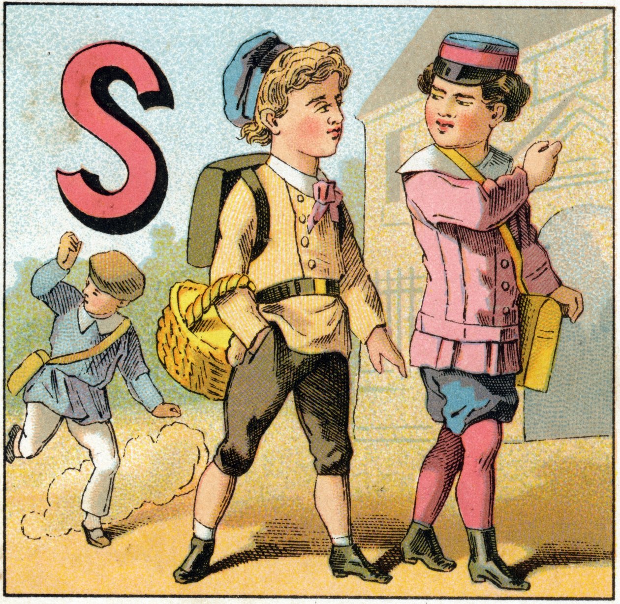 Litera S jako zakończenie szkoły. Grawer w „Alphabet des petits ecoliers”. Obraz Epinal, ok. 1885. Kolekcja Privee autorstwa Unbekannt
