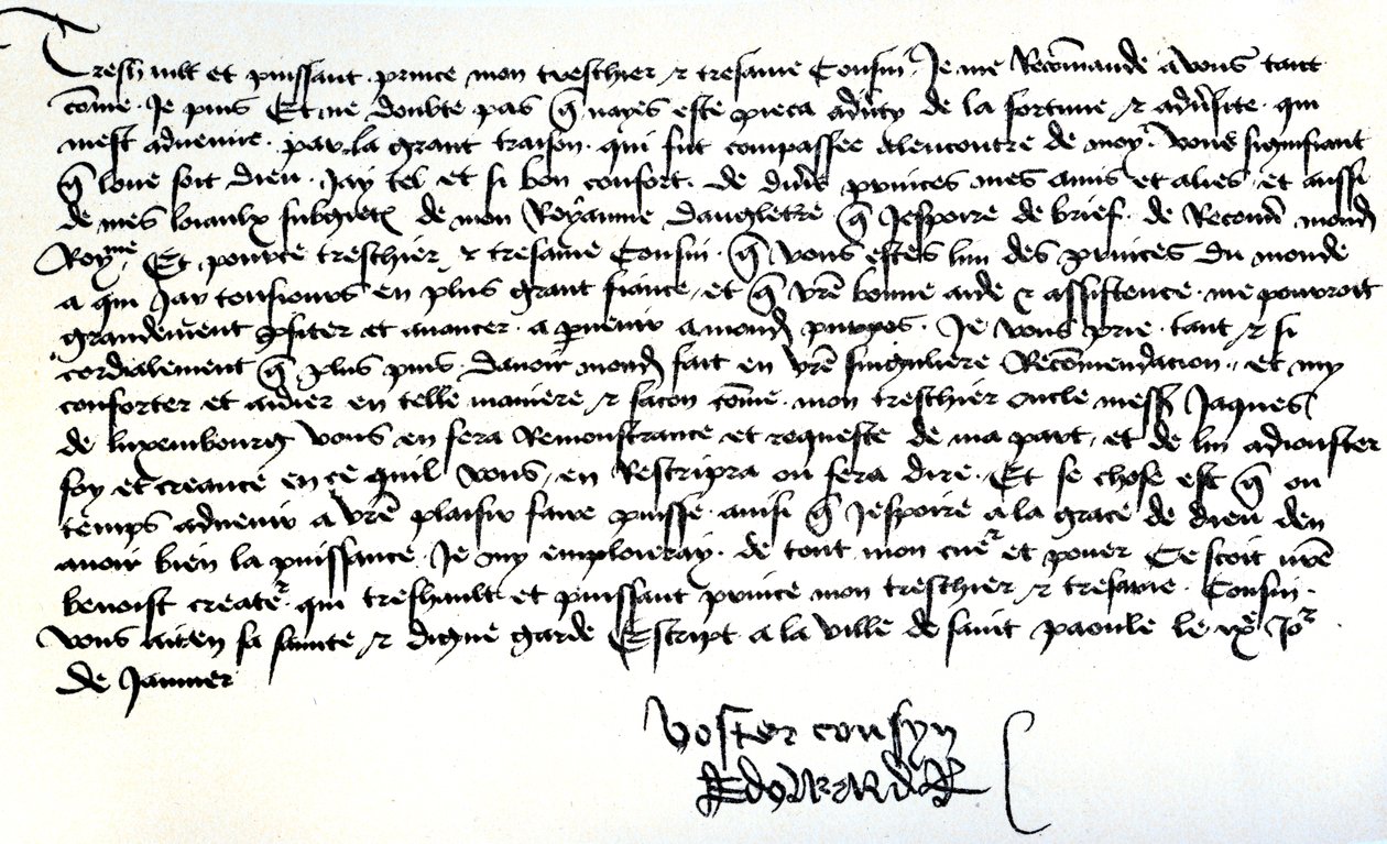 List króla Edwarda IV do księcia bretońskiego Franciszka II z prośbą o pomoc w odzyskaniu królestwa, napisany w Saint-Pol, 9 stycznia autorstwa Unbekannt