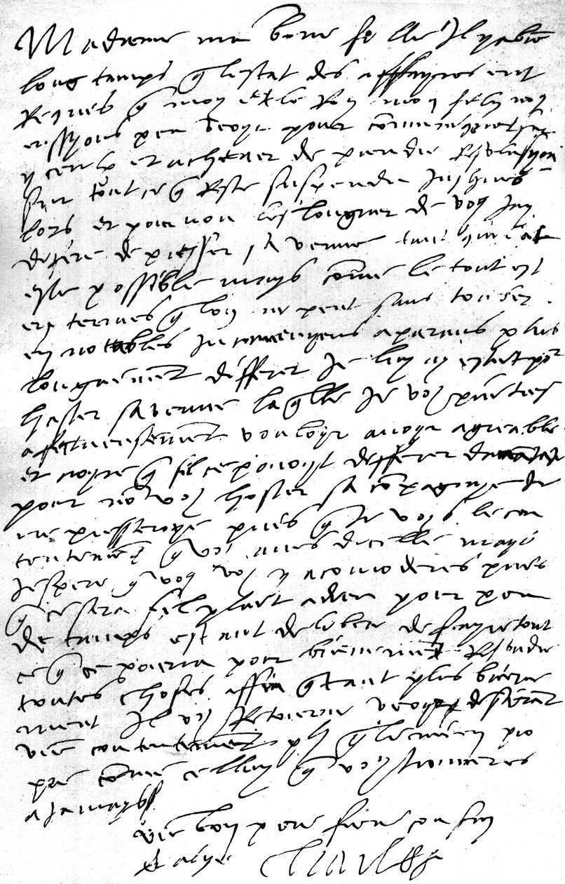 List, w języku francuskim, od cesarza Karola V do jego synowej, królowej Anglii Marii I, wyrażający pragnienie zobaczenia swojego syna króla Filipa, jej męża, w celu skonsultowania się z nim w sprawach, wyrażający ubolewanie z powodu konieczność pozbawieni autorstwa Unbekannt