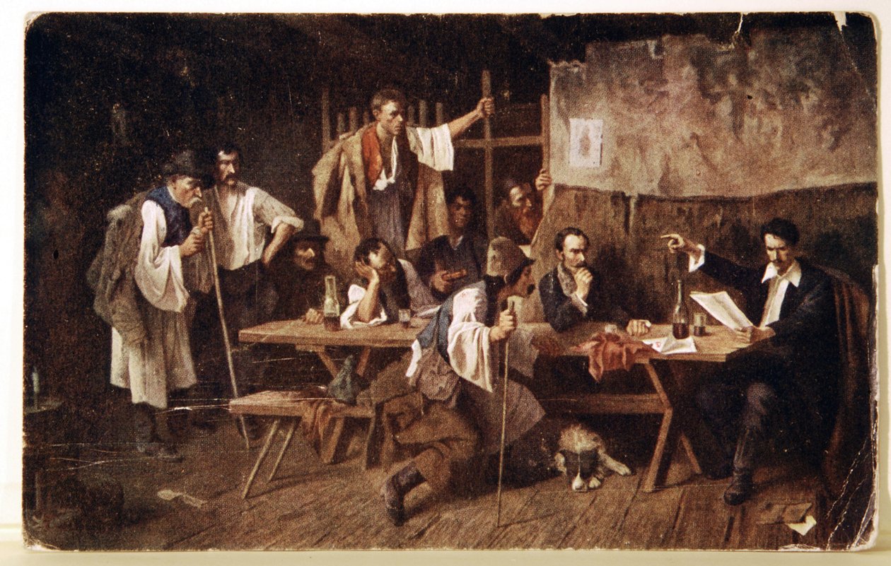 Literatura. Węgierski poeta Petofi, ok. 1848 r. Pocztówka, Węgry, ok. 1900 r. (pocztówka) autorstwa Unbekannter Künstler