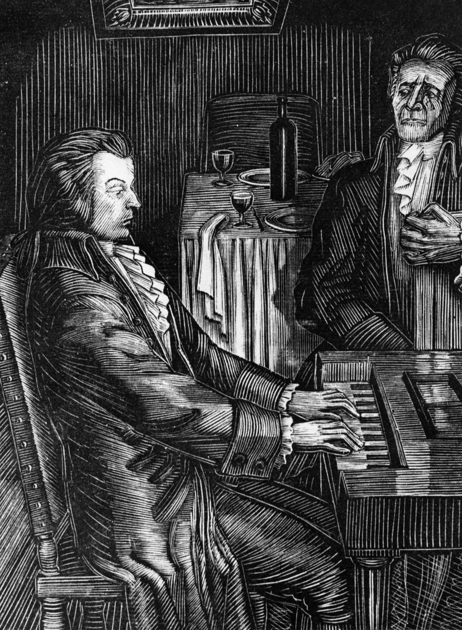 Małe tragedie” Aleksandra Puszkina, „Mozart i Salieri” Ilustracja V, Favorsky, Drzeworyt. autorstwa Unbekannt