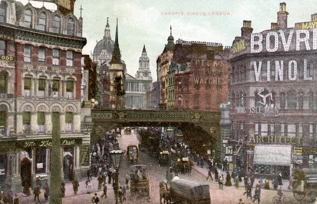 Londyn - Ludgate Hill w City of London, początek XX wieku (pocztówka) autorstwa Unbekannter Künstler