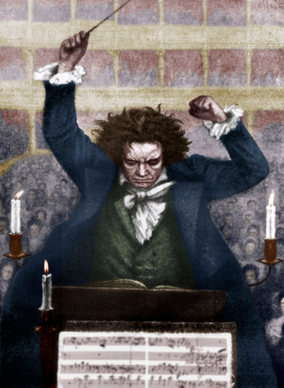 Ludwig van Beethoven dyrygujący z batutą - przez Katzaroffa. niemiecki kompozytor autorstwa Unbekannt