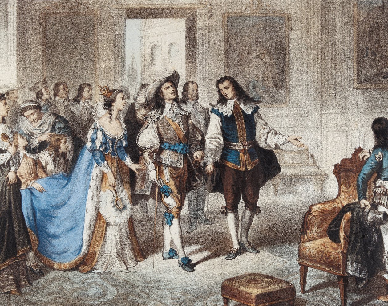 MURILLO, Bartolome Esteban (1617-1682). Malarz Murillo odwiedzający El Escorial" ("Painter Murillo visiting El Escorial"). Litografia autorstwa L. Turgis autorstwa Unbekannter Künstler
