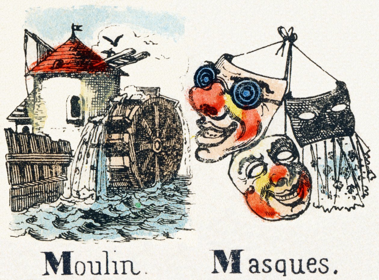 M – Maski Moulin – Alfabet – Rozrywka dla dzieci – Epinal obrazy, popularna seria, około 1890 autorstwa Unbekannt