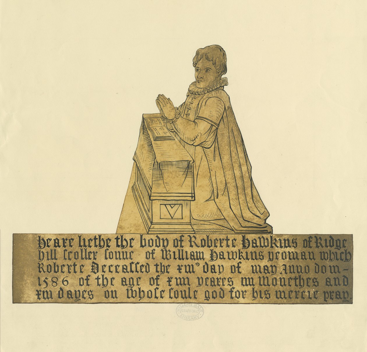 Madeley Church - Monument to Robert Hawkins: akwarela i malarstwo tuszem, bd [?XIX wiek] autorstwa Unbekannt