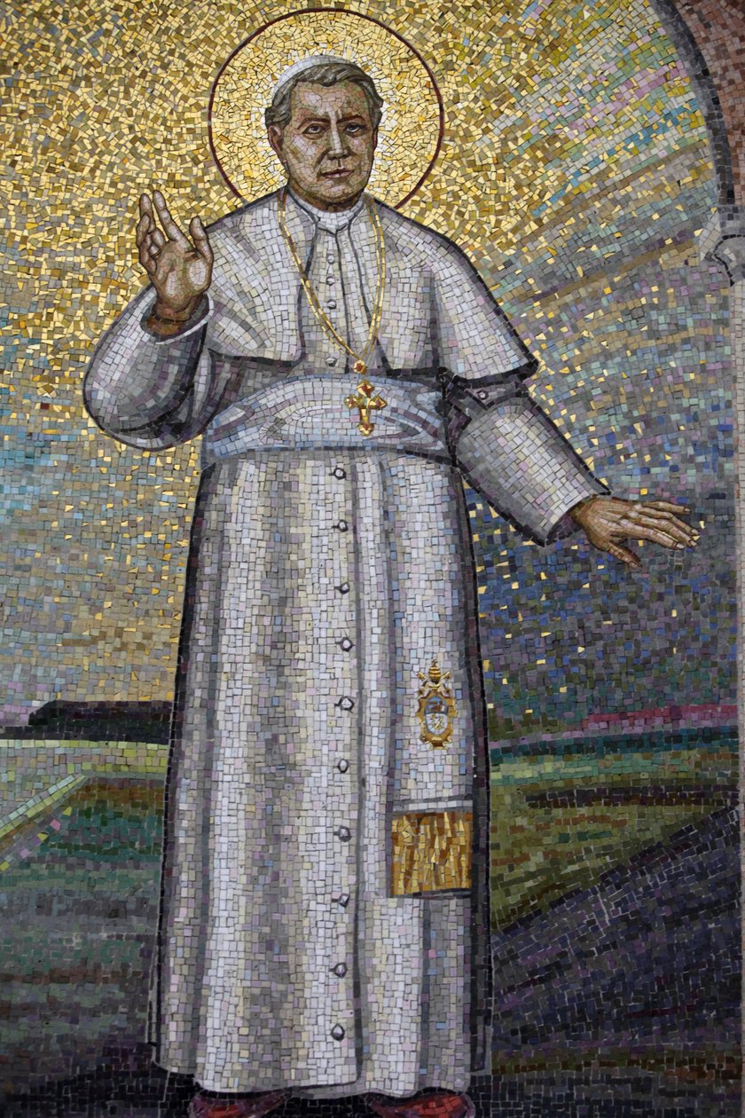 Opactwo Benedyktynów Madonna della Scala, Noci, Apulia Mozaika przedstawiająca papieża Piusa X, Noci, Włochy autorstwa Unbekannt