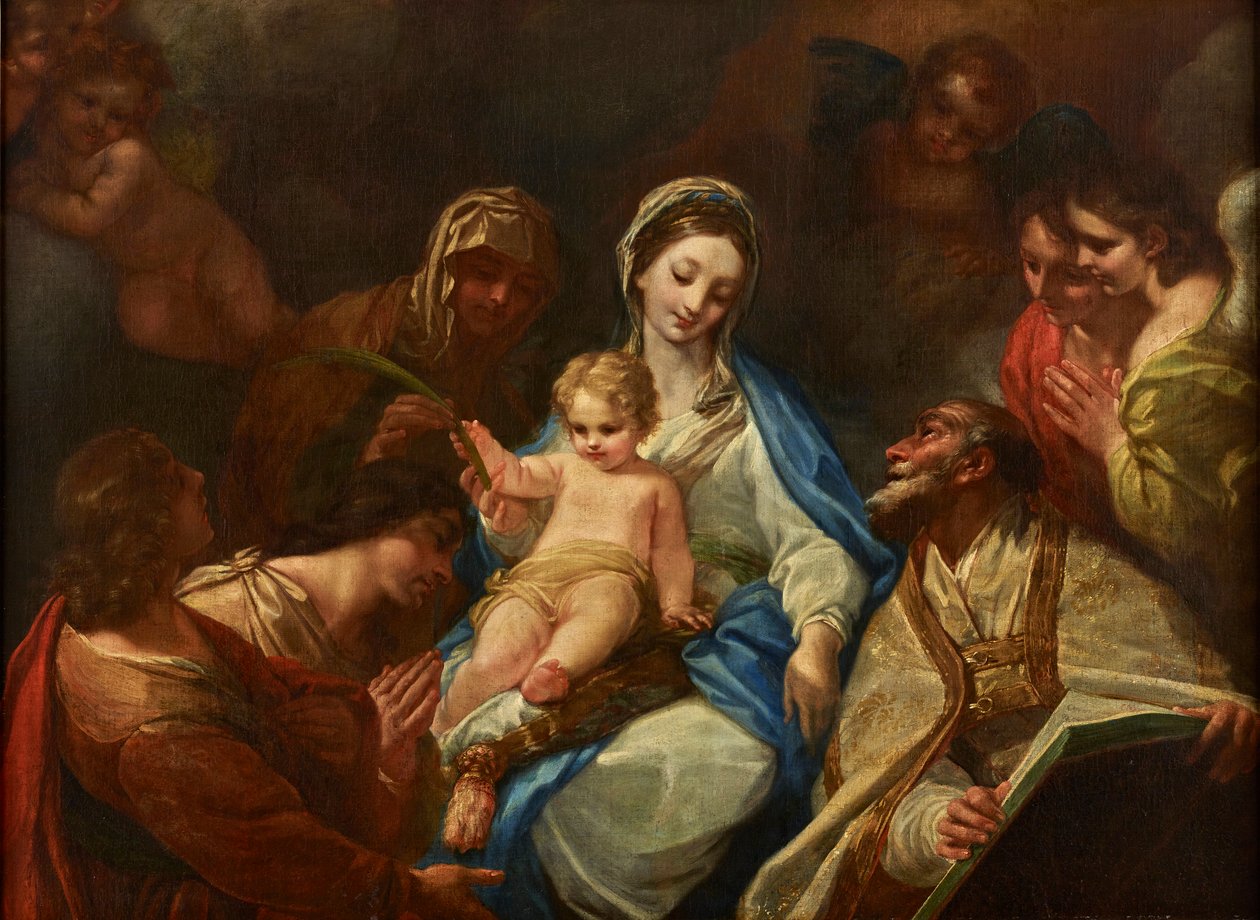 Madonna z Dzieciątkiem, święci i aniołowie autorstwa Unbekannter Künstler