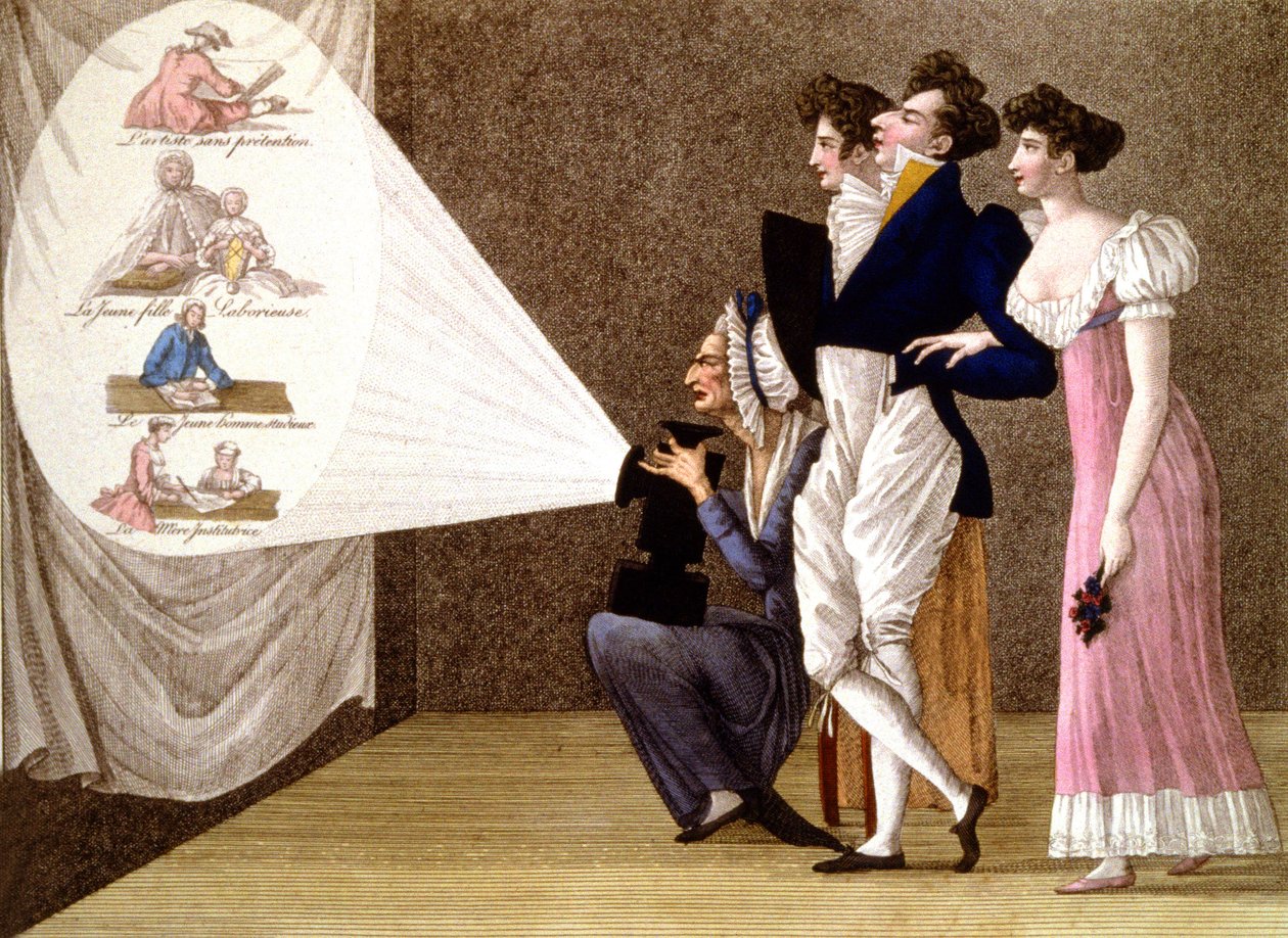 Latarnia magiczna w Paryżu, ok. 1810 r. (rycina) autorstwa Unbekannter Künstler