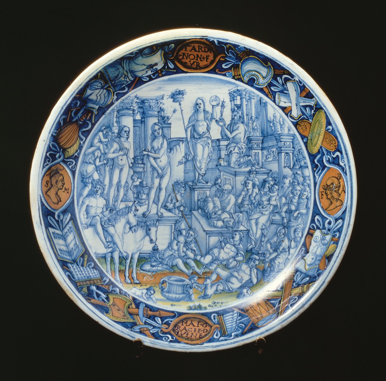 Talerz z majoliki zdobiony alegorią Diany, bogini księżyca, włoski (ceramiczny) autorstwa Unbekannt