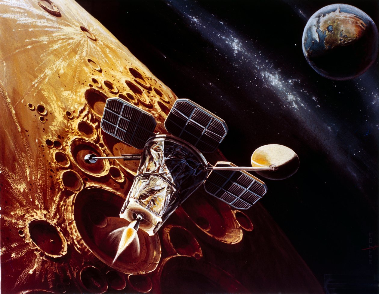 Załogowy lot kosmiczny, USA, Apollo, Ogólny rysunek Lunar Orbiter autorstwa Unbekannt