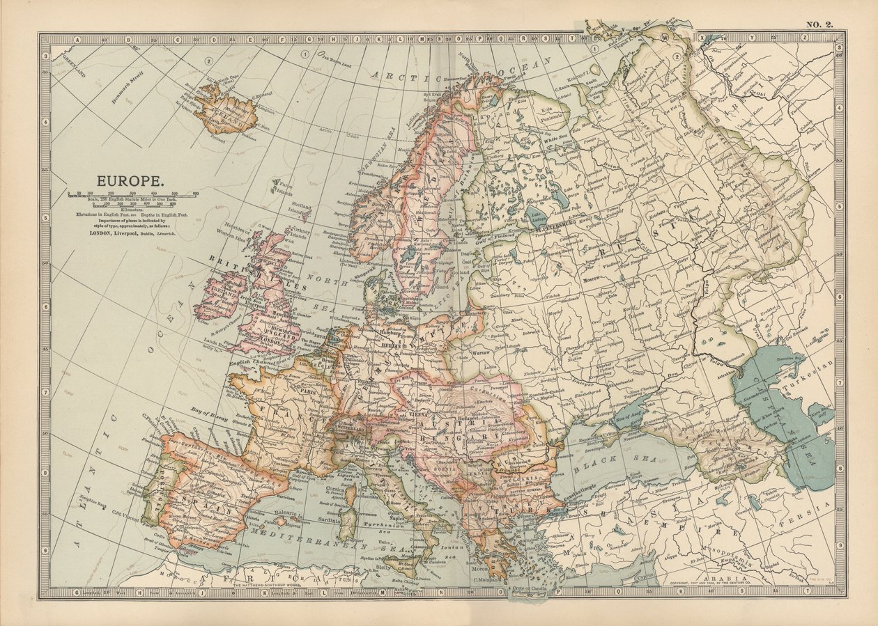 Mapa Europy, ok. 1900 r. (rycina) autorstwa Unbekannter Künstler