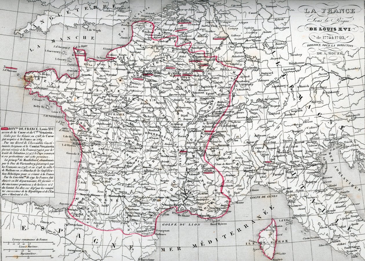 Mapa Francji za panowania króla Ludwika XVI w latach 1774-1793 (Mapa Francji za czasów króla Ludwika XVI) Płyta z "Atlas Universel" autorstwa Houze
