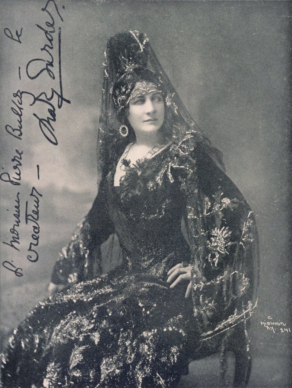 Mary Garden (1874-1967), sopran operowy, fotografia studyjna w roli Carmen, C. Mishkin (zdjęcie czarno-białe) autorstwa Unbekannt