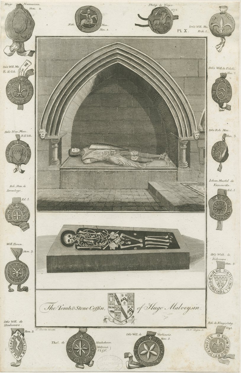Mavesyn Ridware - Grób Hugo Mavesyna: grawerowanie, 1785 autorstwa Unbekannt