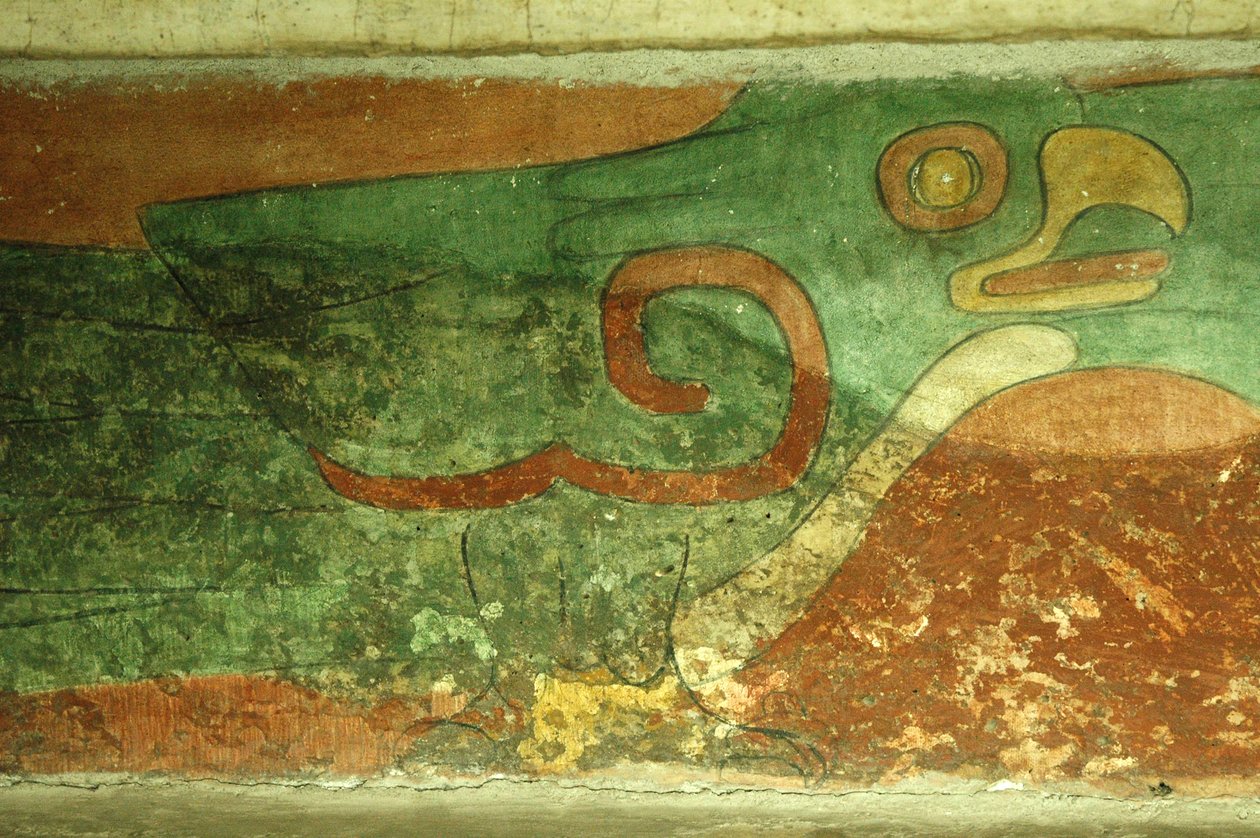 Meksyk, Mexico City, Teotihuacan (I wne), Świątynia Jaguarów, fresk przedstawiający papugę autorstwa Unbekannt