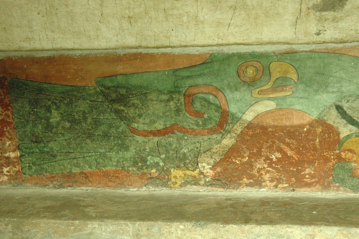 Meksyk, Mexico City, Teotihuacan (I wne), Świątynia Jaguarów, fresk przedstawiający papugę autorstwa Unbekannt