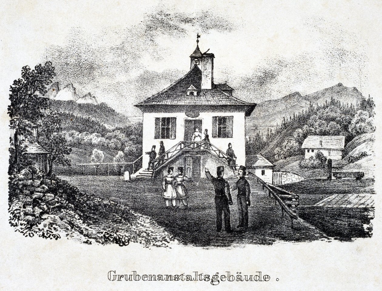 Kopalnia soli: budynek przedsiębiorstwa górniczego w Durrnberg, Austria autorstwa Unbekannt