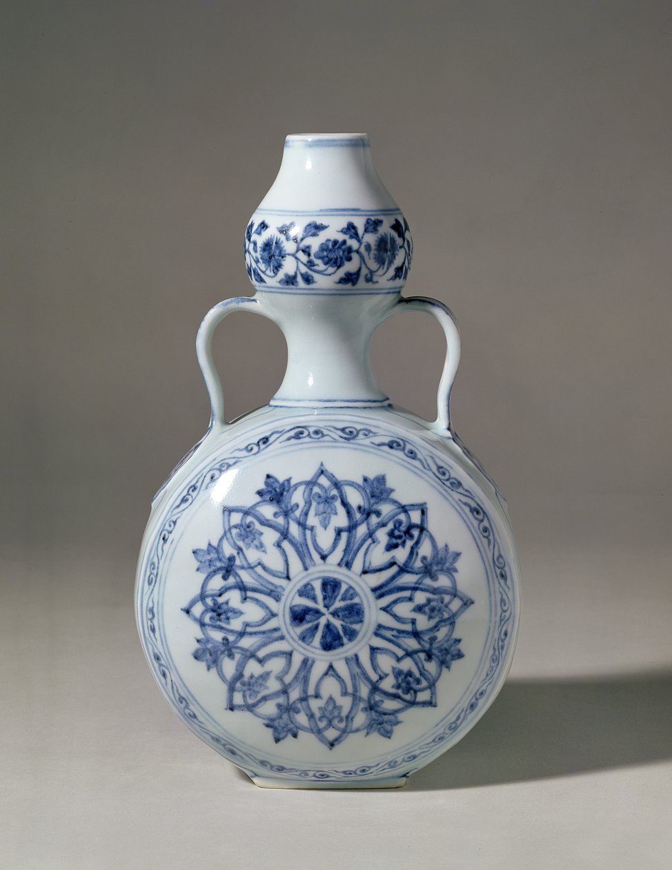 Niebiesko-biała butelka pielgrzyma Ming, sygnatura Hsuan Te (1426-35) autorstwa Unbekannt