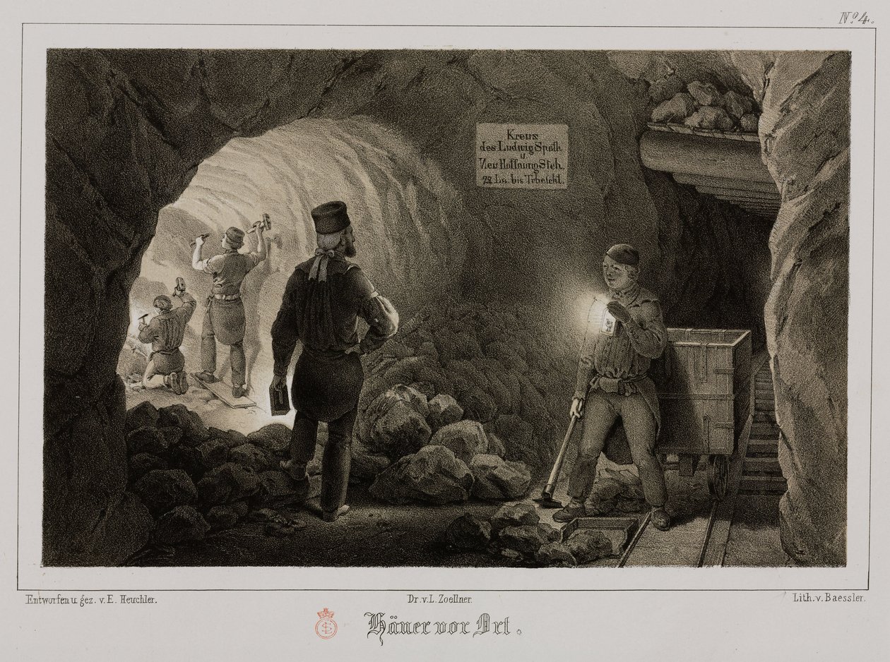 Górnictwo, górnicy rud metali, Niemcy, ok. 1851 autorstwa Unbekannt