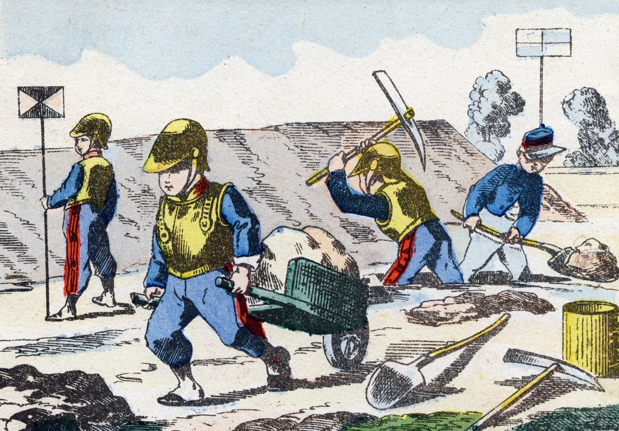 Nieletni. Grawerowanie „Dziecięcy alfabet wojskowy””. Zdjęcie Pont-a-Mousson, około 1890. 20 stron. Słońce: 28,5x21 cm autorstwa Unbekannt