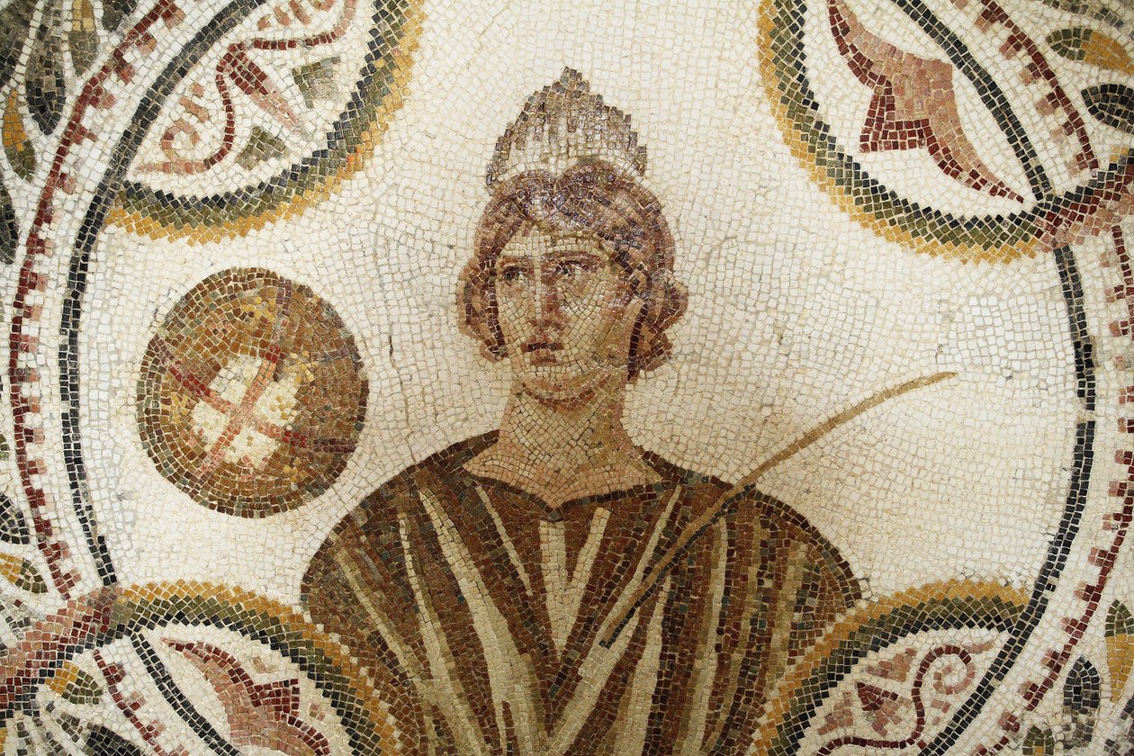 Mozaika: jedna z dziewięciu muz. Polymnia: pieśń religijna i retoryczna (szczegół). III AD/Musee d