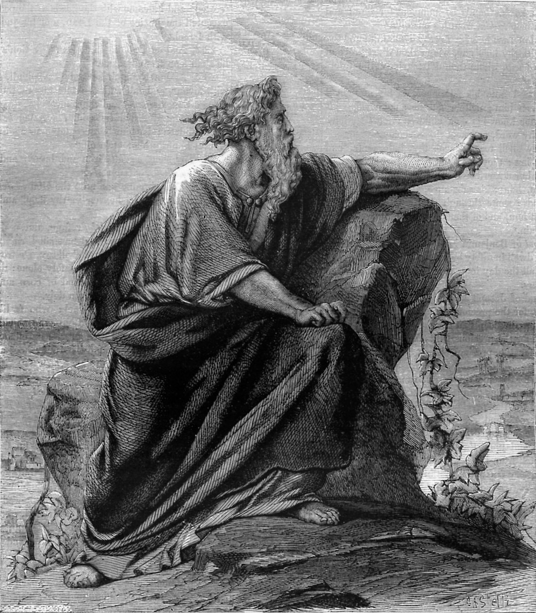 Mojżesz oglądający ziemię obiecaną - Biblia autorstwa Unbekannter Künstler
