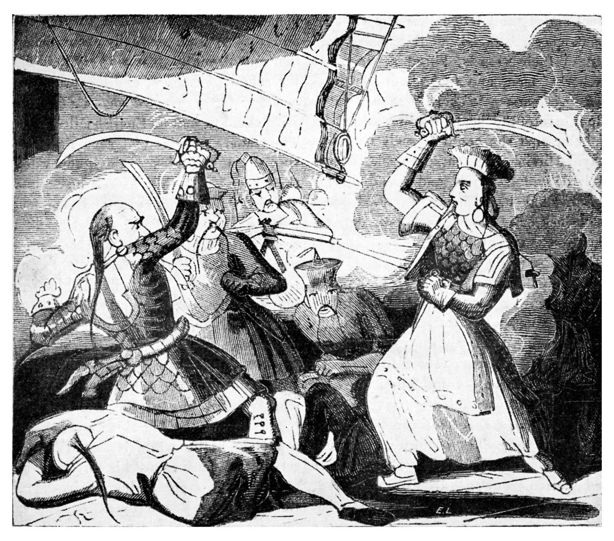 Pani Ching dzierżąca miecz, ok. 1810 r. (grawerunek) autorstwa Unbekannter Künstler