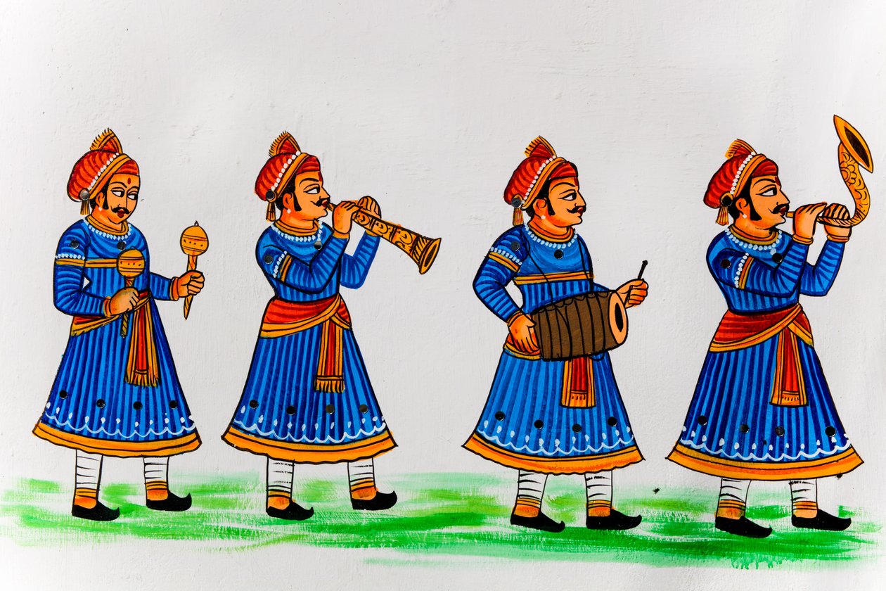Malarstwo ścienne na starym mieście, Udaipur, Udaipur, Radżastan, Indie, Azja (zdjęcie) autorstwa Unbekannter Künstler
