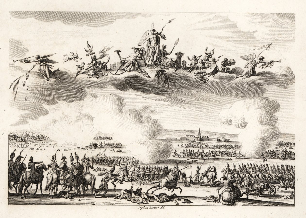 Napoleon Bonaparte, pierwszy konsul Republiki Francuskiej, dowodzący armią francuską w bitwie pod Marengo autorstwa Unbekannt