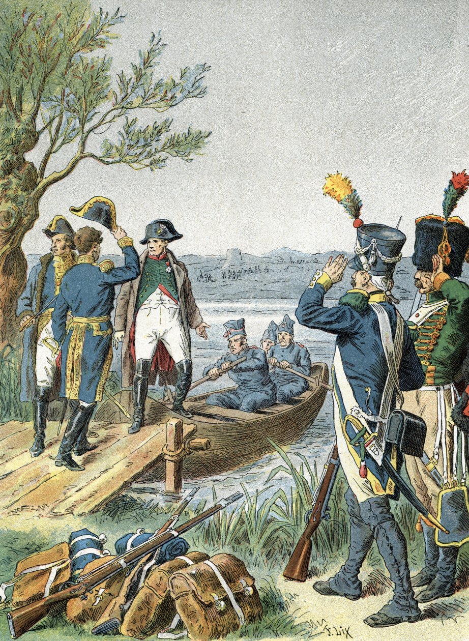 Napoleon I na wyspie Lobau z André Masseną (1809) autorstwa Unbekannter Künstler