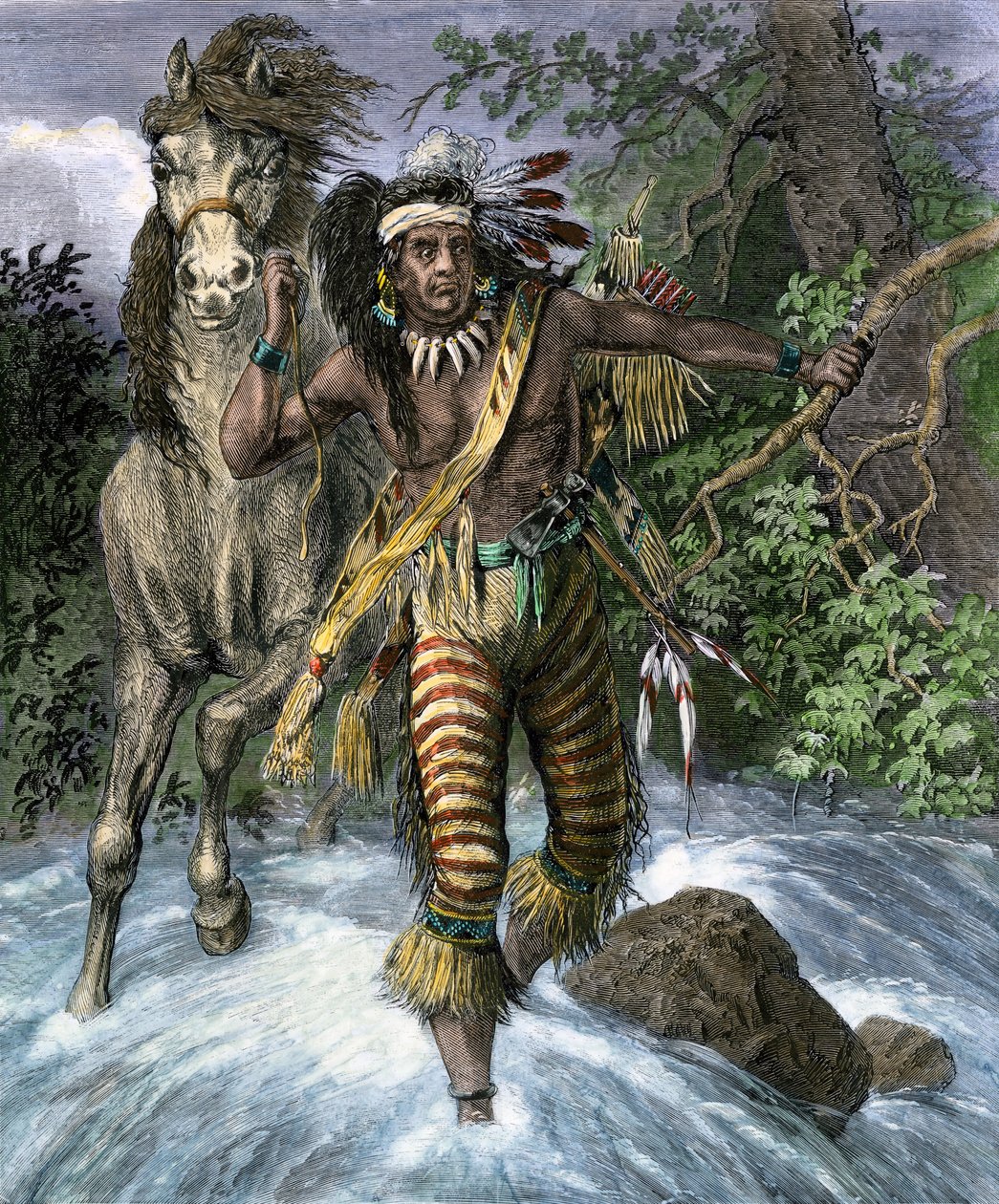 Rdzenna ludność Ameryki: Indianie. Siedzący Byk lub indiańskie imię Thathanka Iyothanka lub Tatanka Yotanka lub Tatanka Iyotake ("Siedzący Taurus" lub "Odpoczywający Taurus" autorstwa Unbekannter Künstler