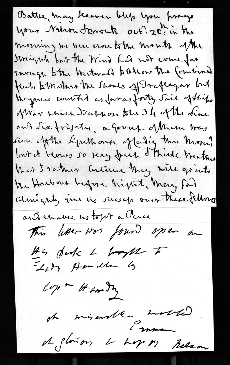 Ostatni list Nelsona do Lady Hamilton z jego statku HMS „Victory” autorstwa Unbekannt