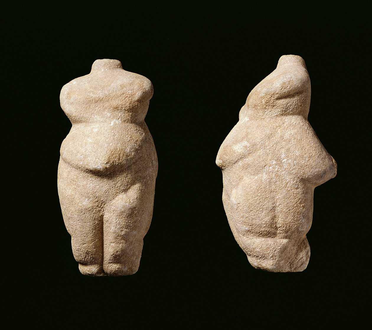 Neolityczna Pani Steopagus, widok z przodu i z boku, Avaritsa (Meliteia) w Tesalii, Grecja, 6000-5200 pne (marmur) autorstwa Unbekannt
