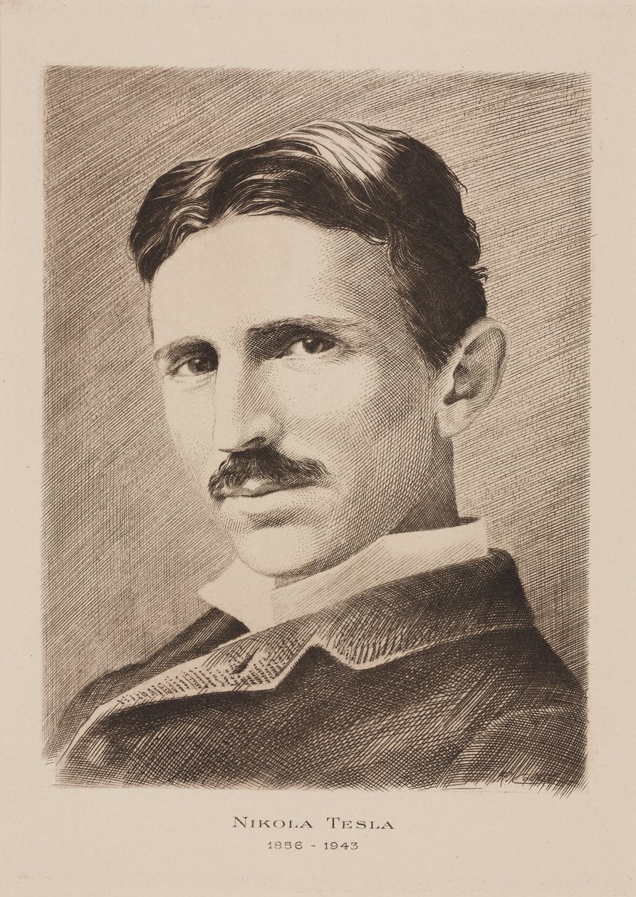 Nikola Tesla, urodzony w Chorwacji inżynier, fizyk i wynalazca, ok. 1885 r. autorstwa Unbekannt