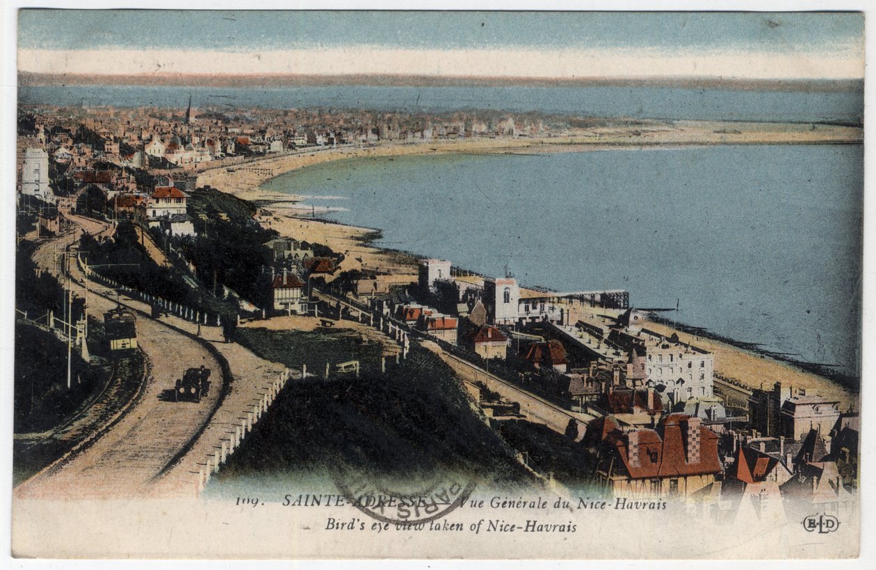 Normandia, Seine Maritime (76), Sainte-Adresse (Sainte Adresse): widok ogólny kurortu Nice Havrais (Nice-Havrais) - pocztówka z 1931 r. autorstwa William M. Timlin