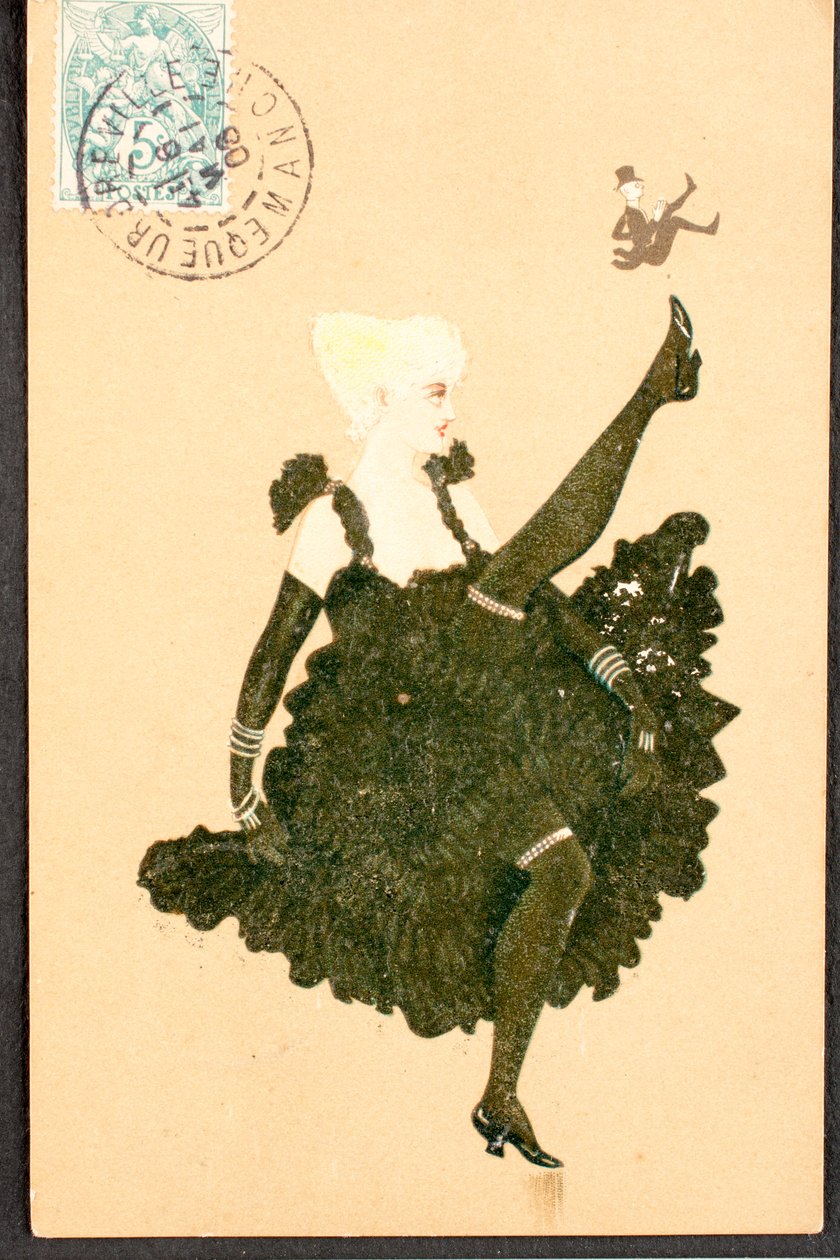 Stara pocztówka/francuski kankan/Kobieta Belle Epoque autorstwa William M. Timlin