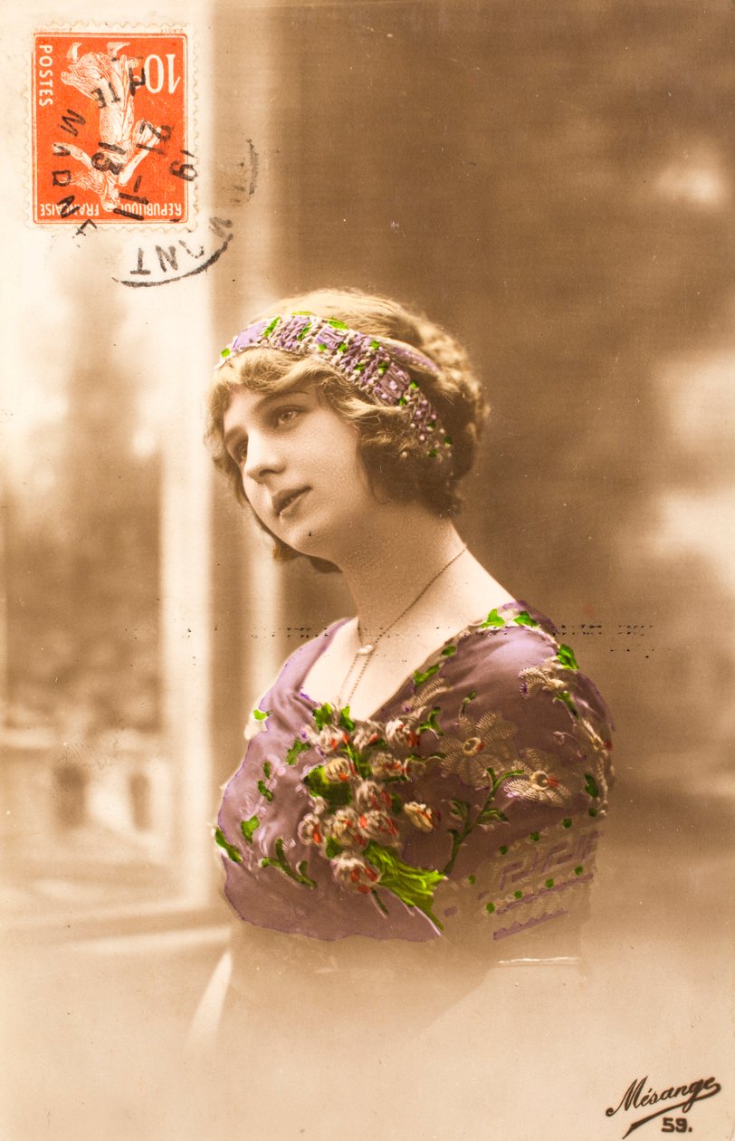 Stara pocztówka/Kobieta Belle Epoque autorstwa William M. Timlin
