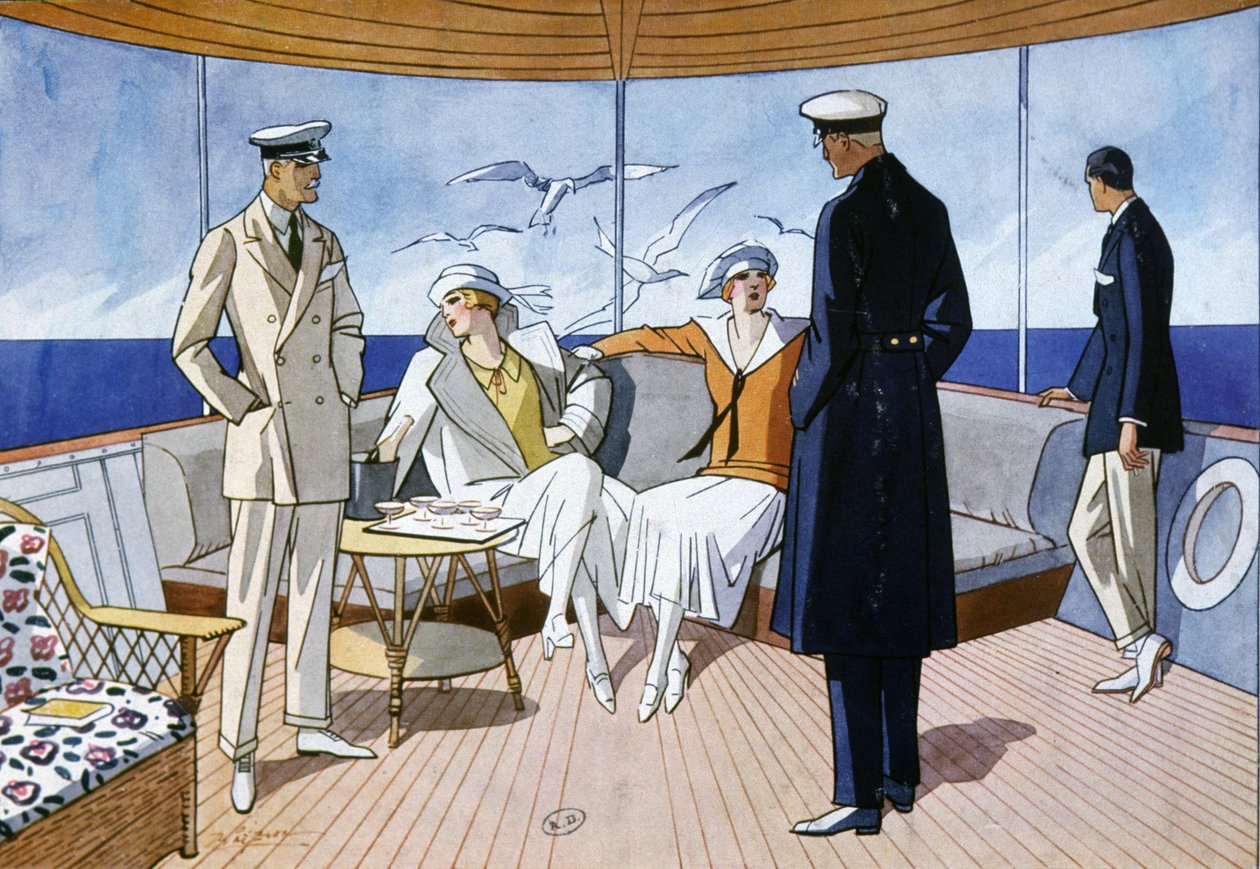 Na jachcie, ok. 1925 (akwarela) autorstwa Unbekannter Künstler